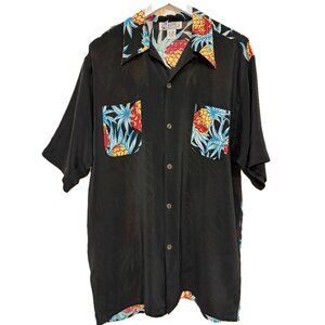 Mens Vintage Aloha Hawaiian Shirt 'Pineapple Picker Print' 100% silk
